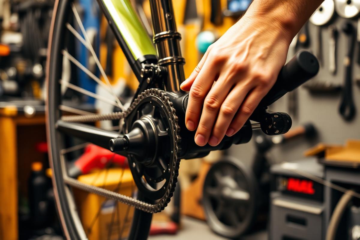 Mecânico de bicicletas trabalhando